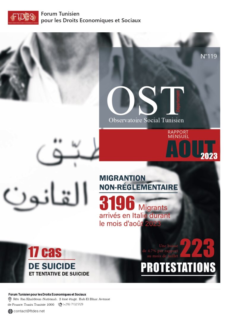 Monthly Report of the Tunisian Social Observatory – August 2023